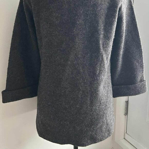 Paul Costelloe Charcoal Wool Felt Minimalist Jacket with Fold Collar – US 8 - Picture 9 of 12